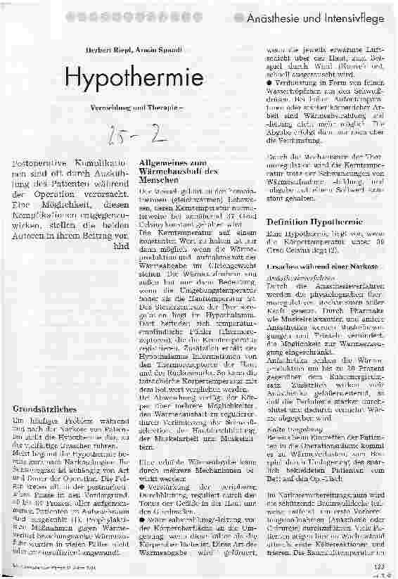 Vorschauseite 1: Hypothermie Vermeidung und Therapie