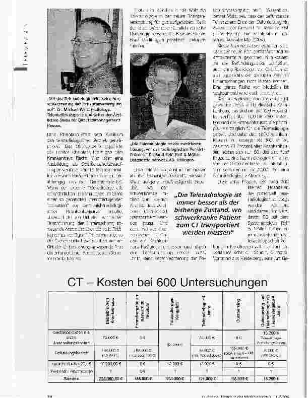 Vorschauseite 2: Erfolgsmodell TeleradiologieJeder achte teleradiologisch betreute Patient ist ein absoluter Notfall