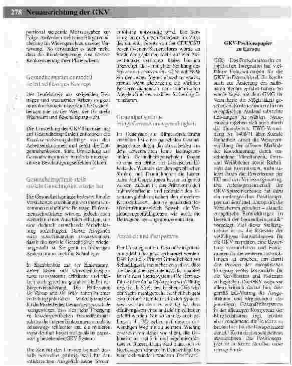 Vorschauseite 2: Vorbereitung eines Systemwechsels:Das zukünftige Modell der Gesundheitsprämie