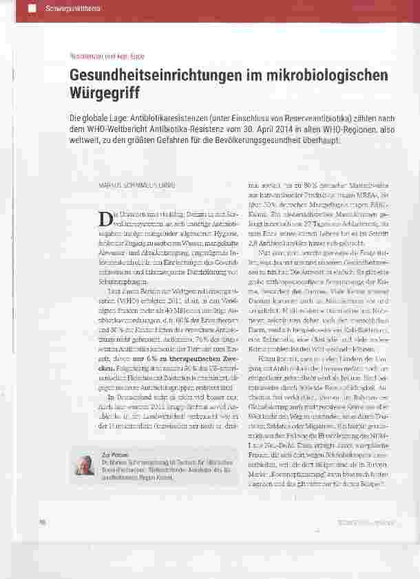 Vorschauseite 1: Gesundheitseinrichtungen im mikrobiologischen Würgegriff