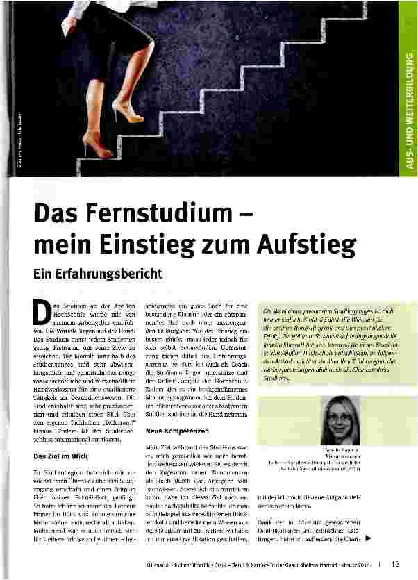 Vorschauseite 1: Das Fernstudium -mein Einstieg zum Aufstieg