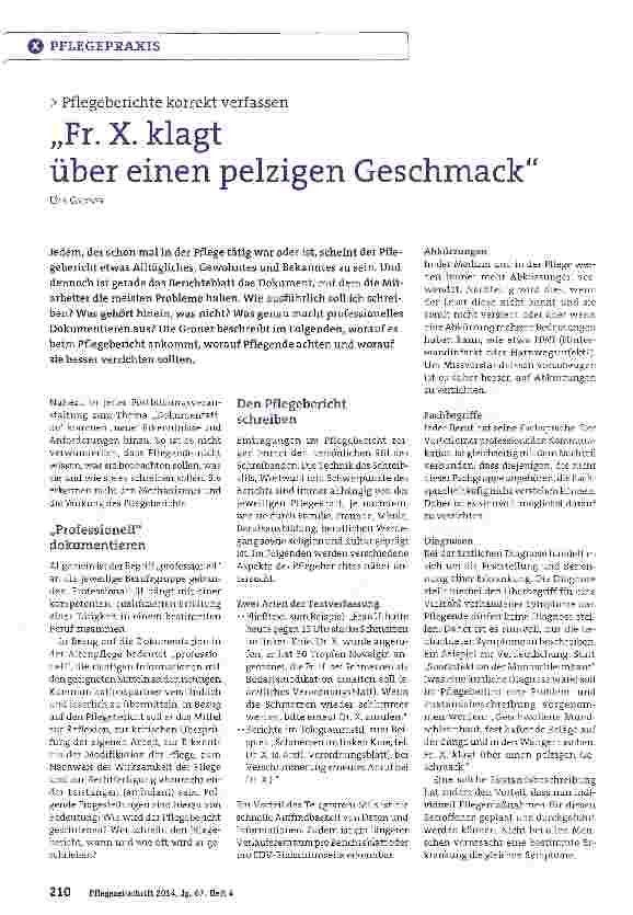 Vorschauseite 1: Fr. X. klagt über einen pelzigen Geschmack