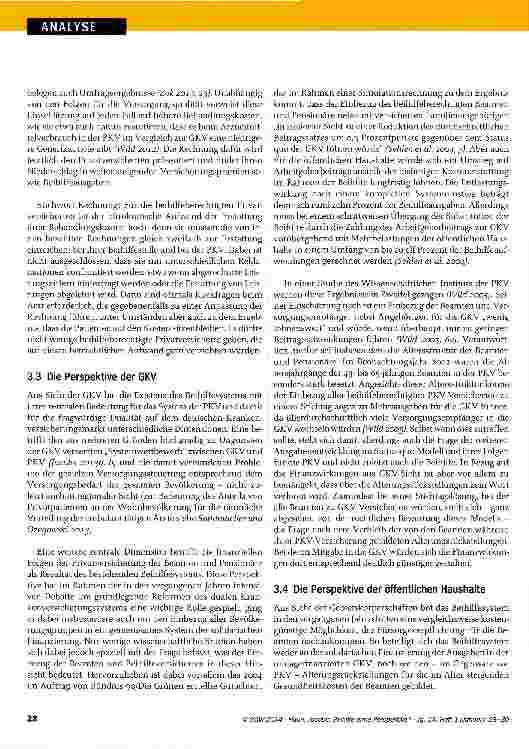 Vorschauseite 6: Beihilfe ohne Perspektive? Zur Zukunft der Gesundheitskostenabsicherung für Beamte