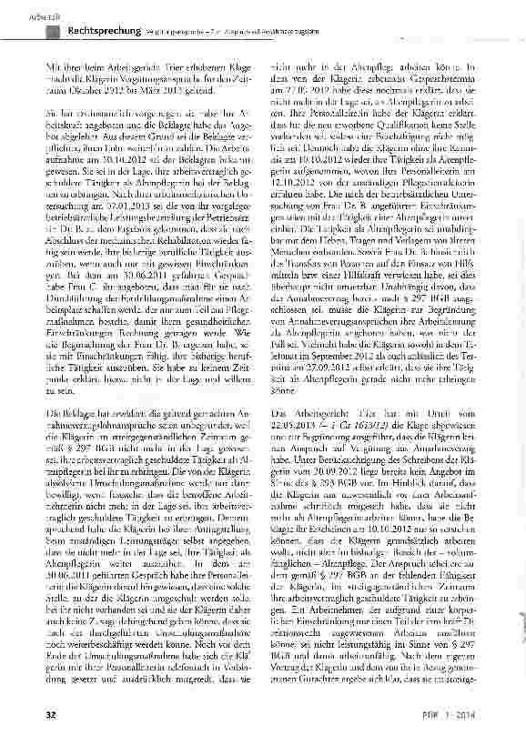 Vorschauseite 4: Vergütungsansprüche - Zum Anspruch auf Annahmeverzugslohn