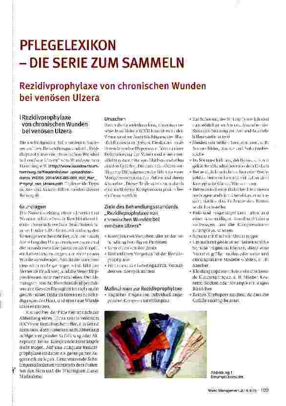 Vorschauseite 1: PFLEGE LEXIKON -DIE SERIE ZUM SAMMELN Rezidivprophylaxe von chronischen Wunden bei venösen Ulzera