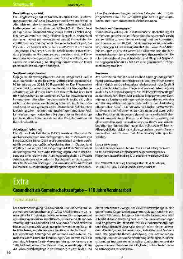 Vorschauseite 2: Ein Blick über den Tellerrand -die Situation von Pflegekräften in Skandinavien