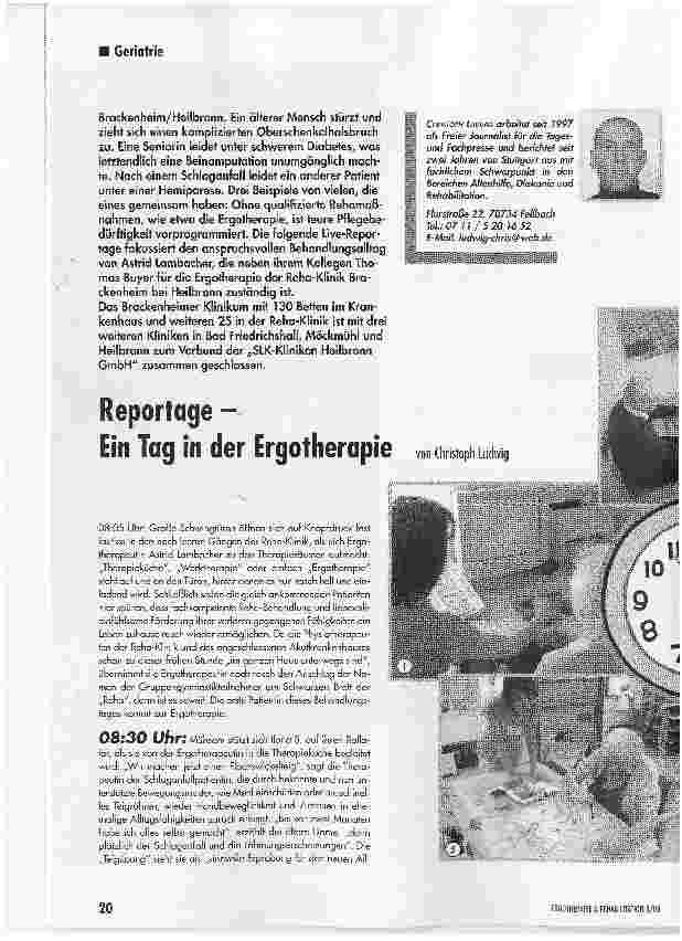 Vorschauseite 1: Reportage - Ein Tag in der Ergotherapie