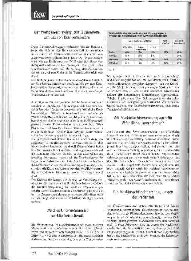 Vorschauseite 3: Das Kartellamt hinterfragt die Klinik-MonopoleGibt es private Marktmacht in einem staatlich regulierten Krankenhausmarkt?