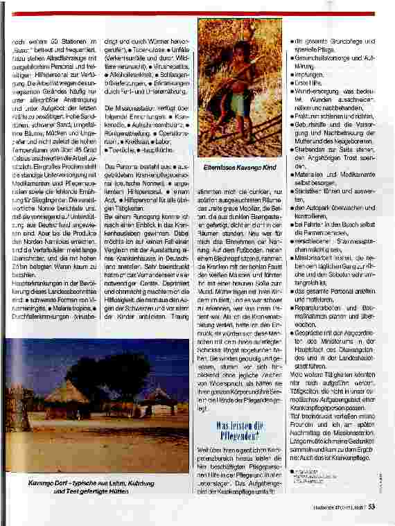 Vorschauseite 2: Pflege in Namibia Ein Besuch bei den Nonnen der Katholischen Missionsstation in Andara