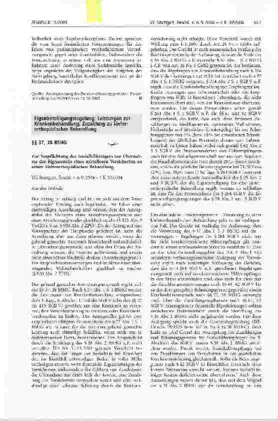 Vorschauseite 1: Eigenbeteiligungsregelung; Leistungen zur Krankenbehandlung; Zuzahlung zu Kieferorthopädischer Behandlung