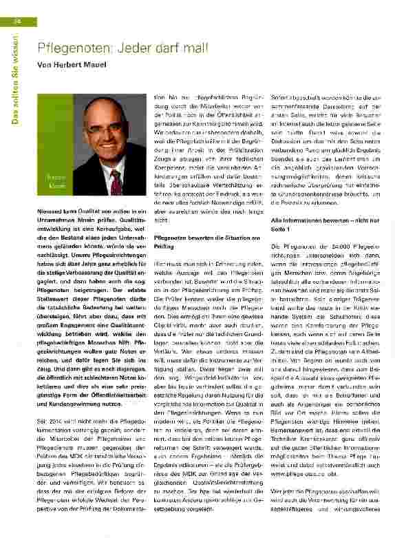 Vorschauseite 1: Pflegenoten: Jeder darf mal!