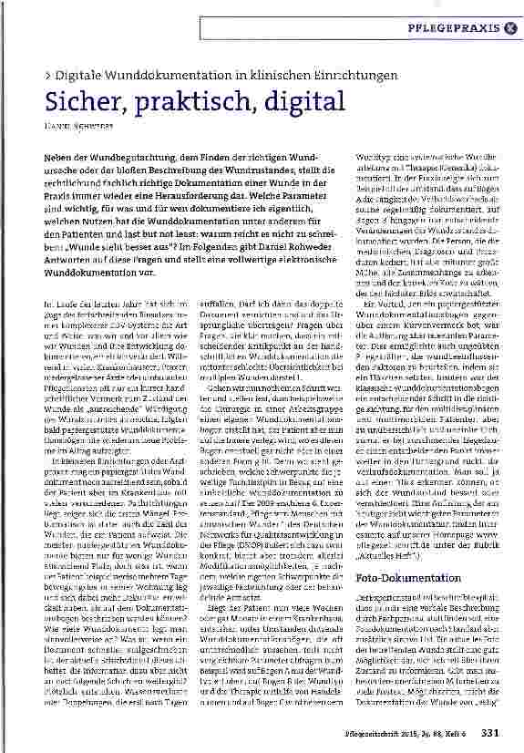 Vorschauseite 1: Digitale Wunddokumentation in klinischen Einrichtungen Sicher, praktisch, digital