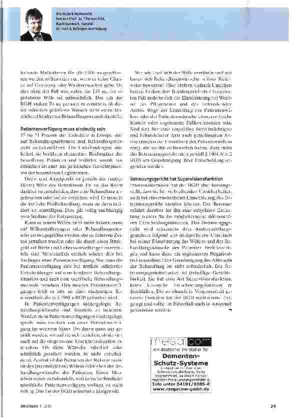 Vorschauseite 2: Behandlungsabbruch auch ohne rechtliche Genehmigung möglich