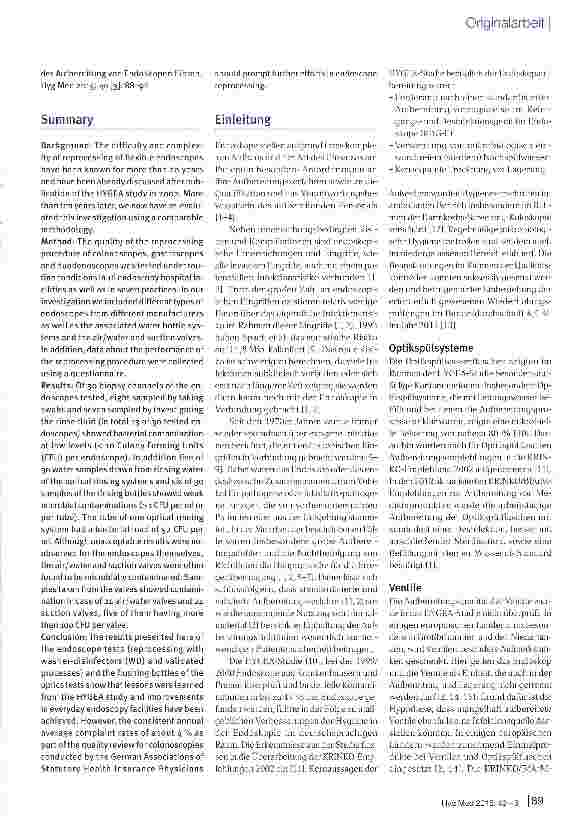 Vorschauseite 2: HYGENDA 2013 Hygiene in der Endoskopaufbereitung: eine Studie zur Aufbereitung flexibler Endoskope in Krankenhaus und Praxis
