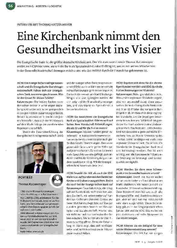 Vorschauseite 1: Eine Kirchenbank nimmt den Gesundheitsmarkt ins Visier