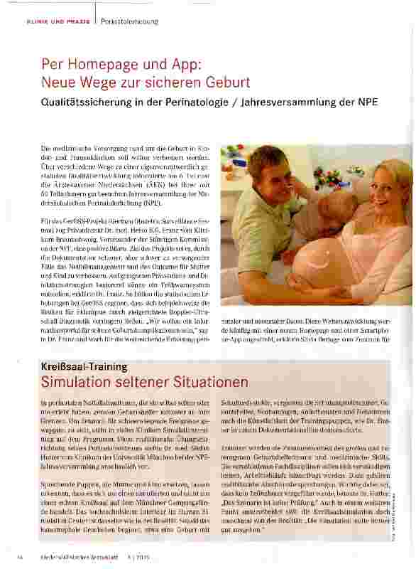 Vorschauseite 1: Per Homepage und App: Neue Wege zur sicheren Geburt