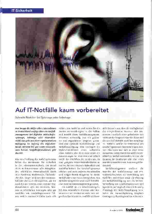 Vorschauseite 1: Auf IT-Notfälle kaum vorbereitet