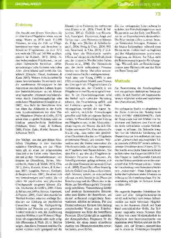 Vorschauseite 2: Eintritt ins Pflegeheim: Das Erleben der Ent-scheidung aus der Perspektive der Pflegeheim-bewohnerinnen und Pflegeheimbewohner