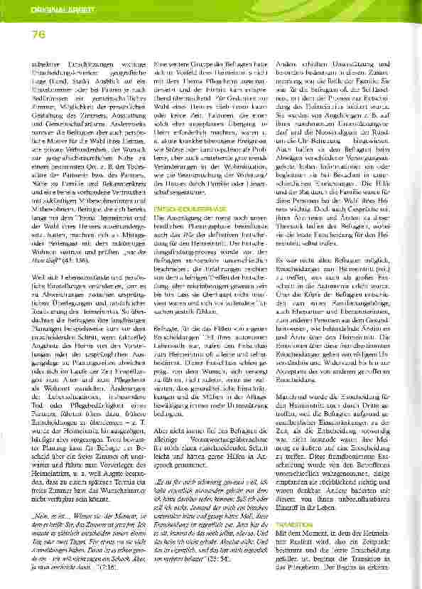 Vorschauseite 5: Eintritt ins Pflegeheim: Das Erleben der Ent-scheidung aus der Perspektive der Pflegeheim-bewohnerinnen und Pflegeheimbewohner
