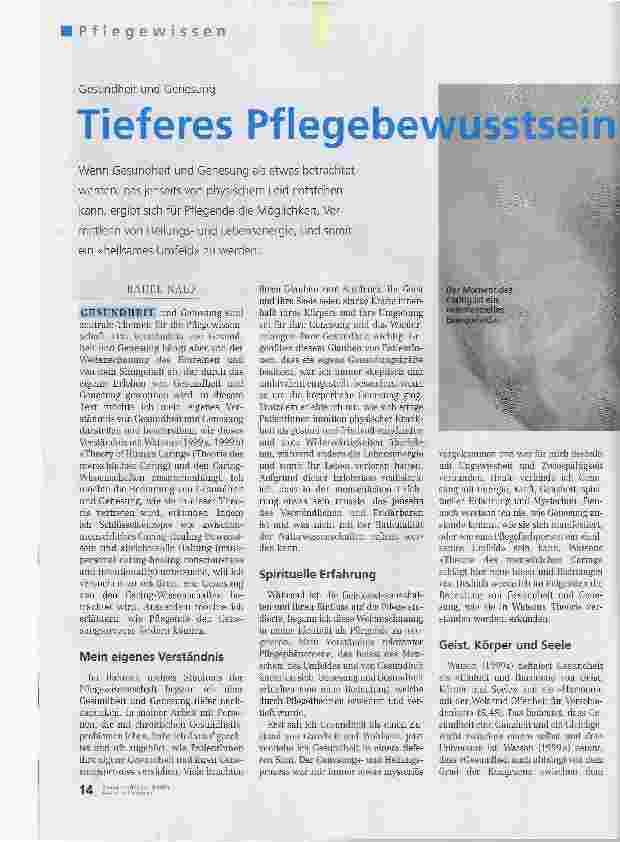 Vorschauseite 1: Tieferes Pflegebewusstsein ermöglicht tiefere Beziehungen