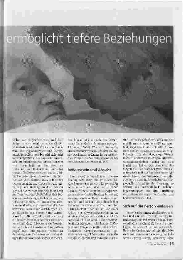 Vorschauseite 2: Tieferes Pflegebewusstsein ermöglicht tiefere Beziehungen