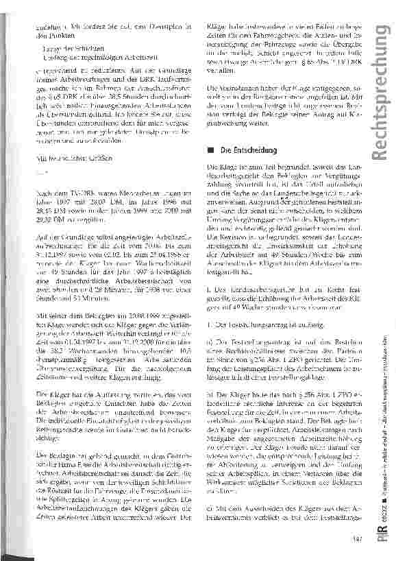 Vorschauseite 3: Arbeitszeit-Arbeitsbereitschaft -Überstundenvergütung Ausschlussfristen