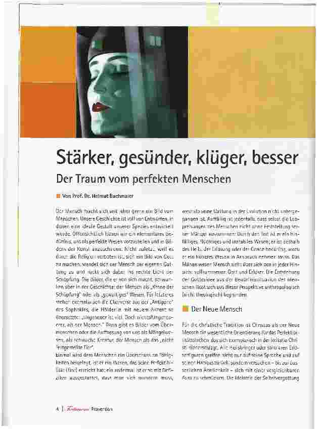 Vorschauseite 1: Stärker, gesünder, klüger, besserDer Traum vom perfekten Menschen