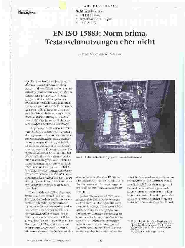 Vorschauseite 1: EN ISO 15883: Norm prima, Testanschmutzungen eher nicht