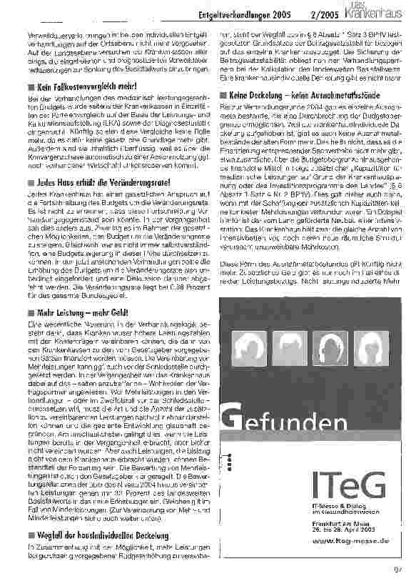 Vorschauseite 2: Entgeltverhandlungen 2005 - wird jetzt alles einfacher? Der Beginn der Verhandlungsrunde steht unmittelbar bevor