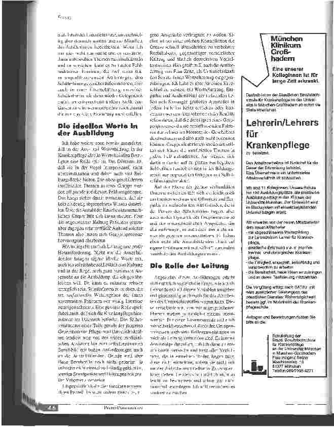 Vorschauseite 3: Pädagogik in der Krankenpflege - eine Frage der Haltung? Stellungnahme zum Artikel Non-direktive Pädagogik: Störungen im Unterricht von Jutta Zenz in Pflege Pädagogik 2/95