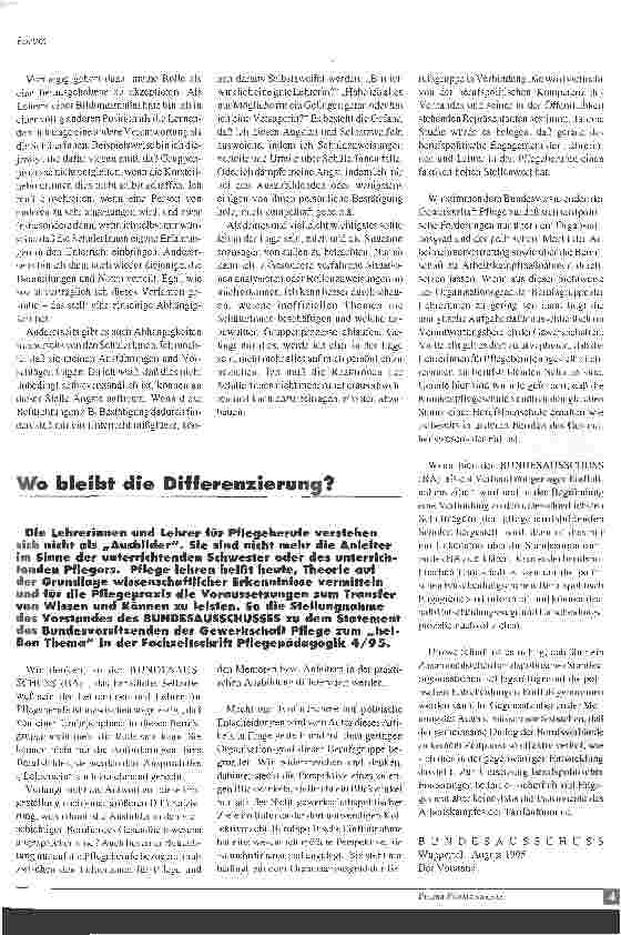 Vorschauseite 4: Pädagogik in der Krankenpflege - eine Frage der Haltung? Stellungnahme zum Artikel Non-direktive Pädagogik: Störungen im Unterricht von Jutta Zenz in Pflege Pädagogik 2/95