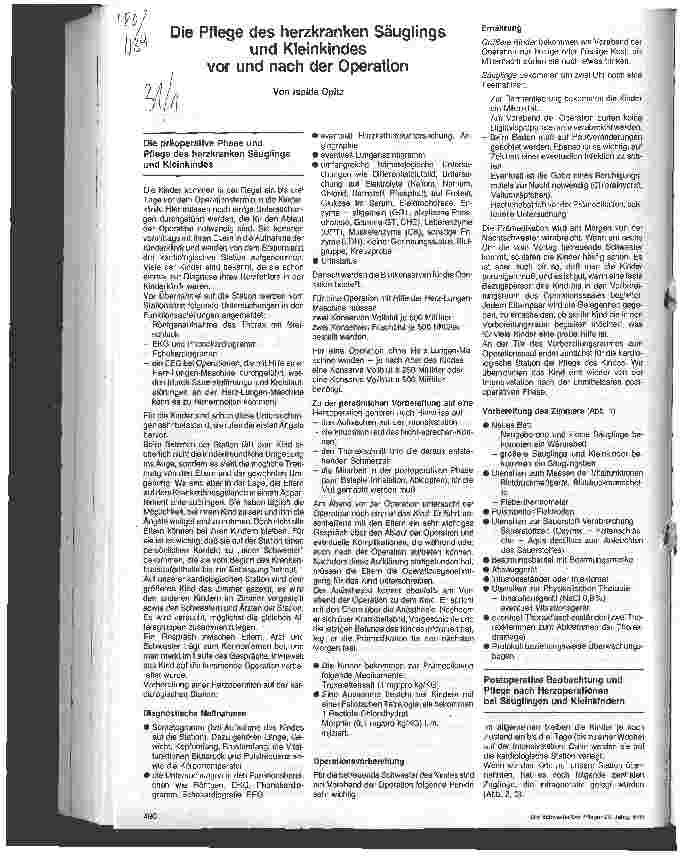 Vorschauseite 1: Die Pflege des herzkranken Säuglings und Kleinkindes vor und nach der Operation