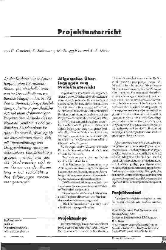 Vorschauseite 1: Projektunterricht