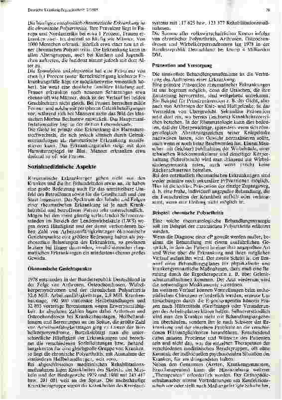 Vorschauseite 3: Epidemiologische und sozialmedizinische Gesichtspunkte der rheumatischen Erkrankungen