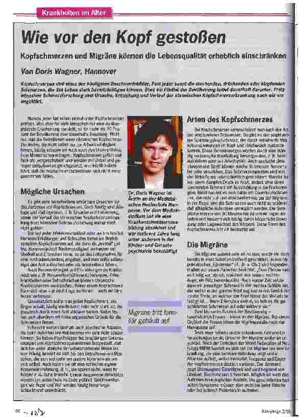 Vorschauseite 1: Wie vor den Kopf gestoßen Kopfschmerzen u. Migräne können die Lebensqualität erheblich einschränken.