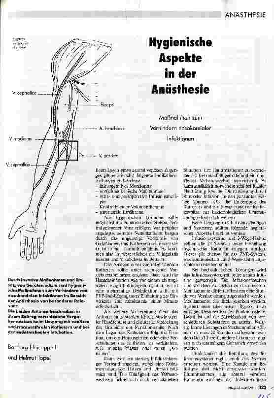 Vorschauseite 1: Hygienische Aspekte in der Anästhesie Maßnahmen zum Verhindern nosokomialer Infektionen
