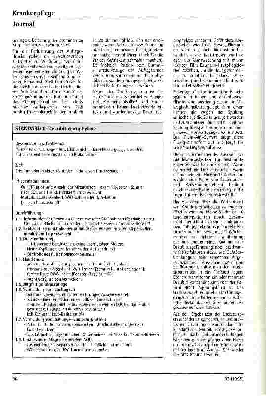 Vorschauseite 4: Standardisierte Dekubitusprophylaxe auf einer Chirurgischen Intensivstation u. differentialtherapeutische Überlegungen zum Einsatz spezieller Anti-Dekubitusbetten.
