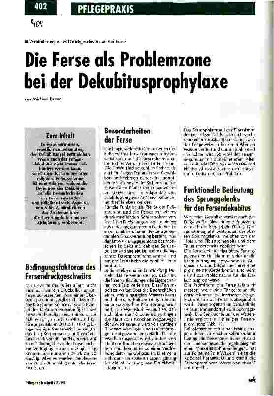Vorschauseite 1: Die Ferse als Problemzone bei der Dekubitusprophylaxe Verhinderung eines Druckgeschwürs an der Ferse