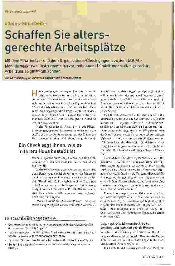 Vorschauseite 1: 40plus-MitarbeiterSchaffen Sie altersgerechte Arbeitsplätze