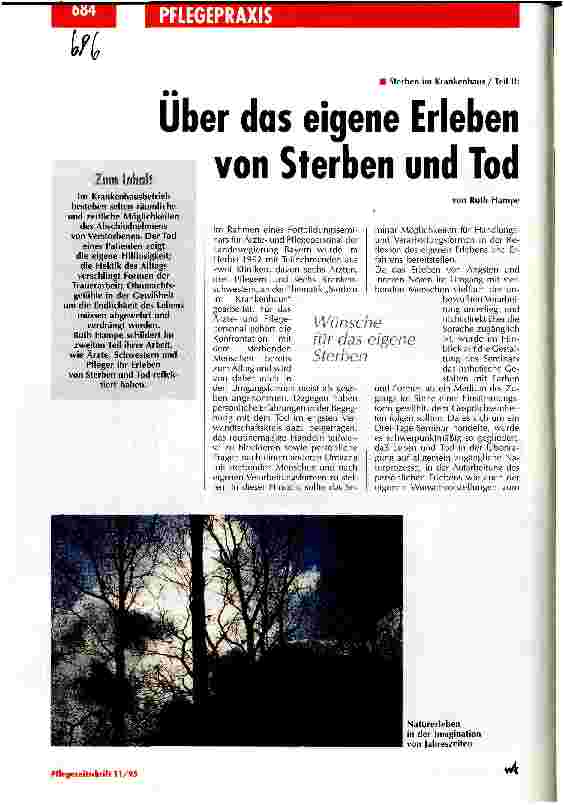 Vorschauseite 1: Übe das eigene Erleben von Sterben und Tod Sterben im Krankenhaus/Teil 2