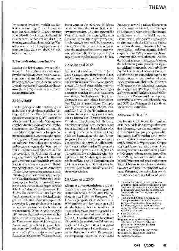 Vorschauseite 2: Neugestaltung der ambulanten psychotherapeutischen Versorgung in Deutschland