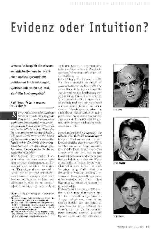 Vorschauseite 1: Evidenz oder Intuition?