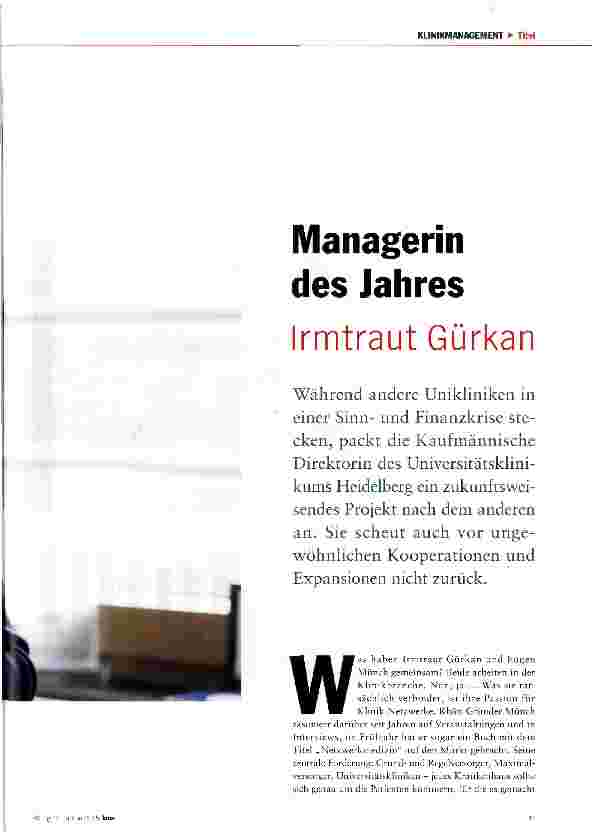 Vorschauseite 2: Managerin des Jahres Irmtraut Gürkan
