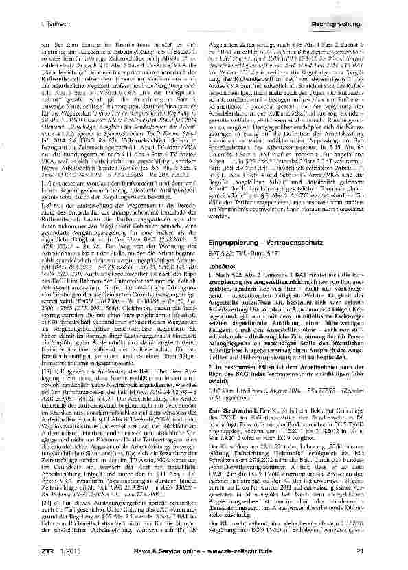 Vorschauseite 2: Rufbereitschaft - Wegezeiten bei Einsätzen -Zeitzuschläge TV Ärzte/VKA § 11 Abs. 1, Abs. 3 Satz 4 und 5 (vgl. § 8 Abs. 1 Satz 1, Abs. 3 Satz 4 TVöD)