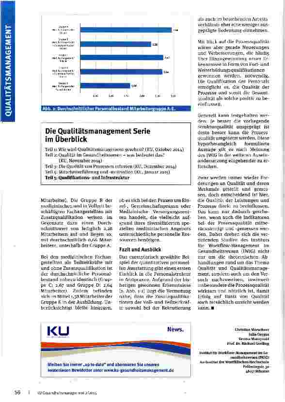 Vorschauseite 4: Serie: Wirksamkeit und Nutzen von Qualitätsmanagement Teil V: Qualifikationsund Infrastruktur