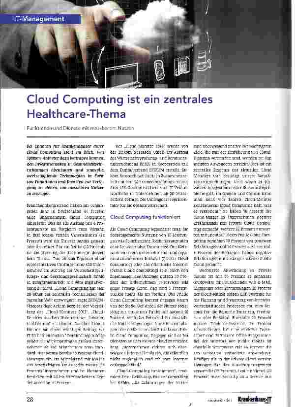 Vorschauseite 1: Cloud Computing ist ein zentrales Healthcare-Thema