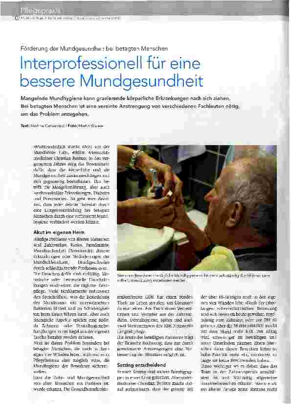 Vorschauseite 1: Interprofessionell für eine bessere Mundgesundheit