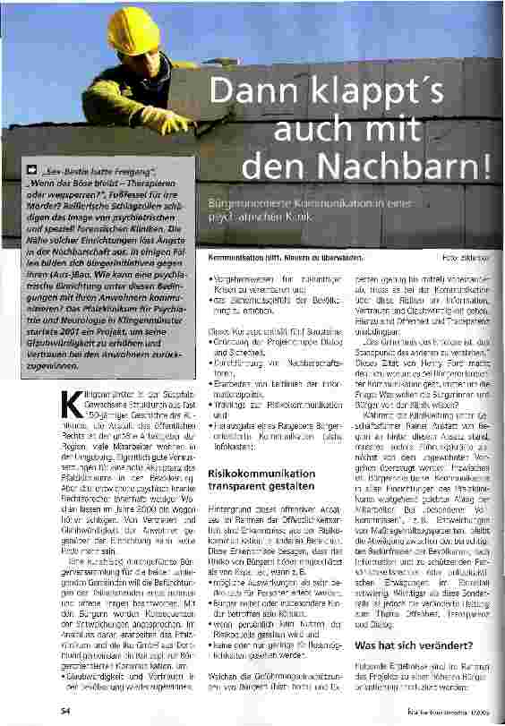 Vorschauseite 1: Dann klappts auch mit den NachbarnBürgerorientierte Kommunikation in einer psychiatrischen Klinik