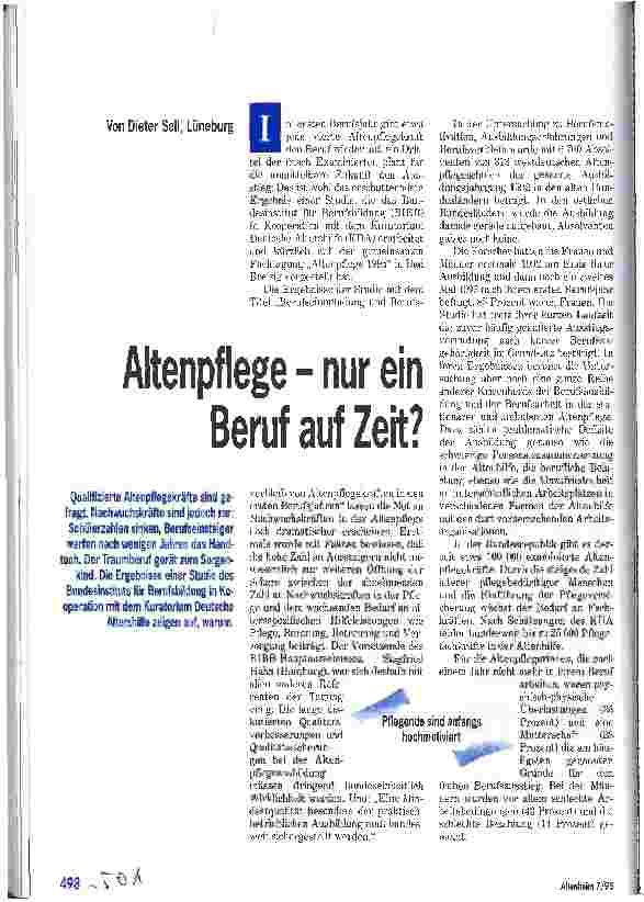 Vorschauseite 1: Altenpflege - nur ein Beruf auf Zeit?