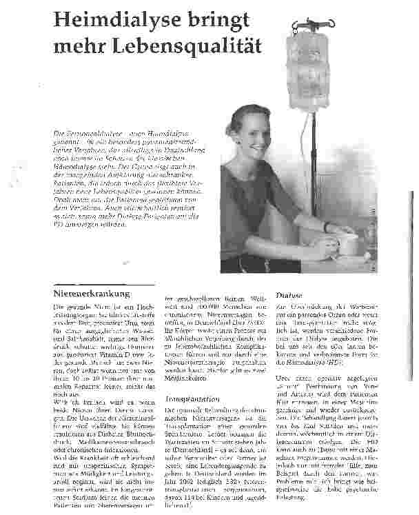 Vorschauseite 1: Heimdialyse bringt mehr Lebensqualität
